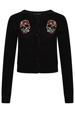 Ro Rox Dee Dee Strickjacke Gotisch Blumen Schädel Stickerei Strick Langarm - Schwarz - XL von Ro Rox