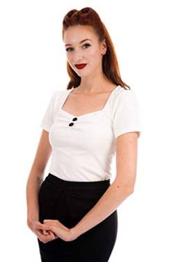 Ro Rox Doris Pin Up 50er Jahre Vintage Retro Rockabilly Pinup Top Bluse (Weiß, 3XL) von Ro Rox