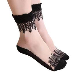 Ro Rox Durchsichtige Lolita-Socken Gotisch Rüschen-Knöchel Schwarz Transparent Crew von Ro Rox