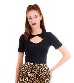 Ro Rox Eva Vintage Pinup Rockabilly 50er Jahre Bluse Retro Formelles Oberteil - Schwarz (4XL) von Ro Rox