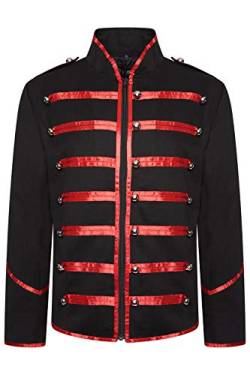 Ro Rox Herren Militäroffizier Hussar Schlagzeuger Musik Festival Parade Jacke - Schwarz und Rot (3XL) von Ro Rox