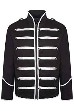 Ro Rox Herren Militäroffizier Hussar Schlagzeuger Musik Festival Parade Jacke - Schwarz und Silber (3XL) von Ro Rox