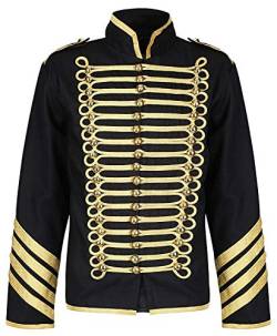 Ro Rox Herren Offizier Militair Drummer Parade Jacke Punk Goth - Schwarz & Gold (M) von Ro Rox