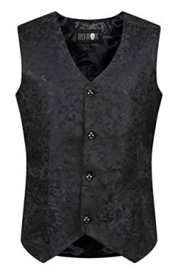 Ro Rox Herren Steampunk Gothic Formelle Brokat Weste - Schwarz (X-Small) von Ro Rox