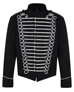 Ro Rox Herren Steampunk Napoleon Offizier Parade Jacke - Schwarzes Silber (Herren XXL) von Ro Rox