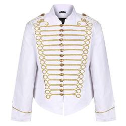 Ro Rox Herren Steampunk Napoleon Offizier Parade Jacke - Weiß & Gold (Herren S) von Ro Rox