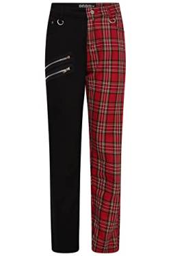 Ro Rox Hose Tartan Unisex Plaid Karo Hose Emo Punk Gotisch Halb Halb, Rot, 30W von Ro Rox