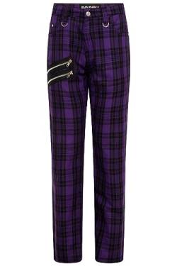 Ro Rox Karohose Hose Unisex Karierte Tartan Emo Punk Gotisch tailliert, Violett, 28W von Ro Rox