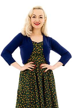 Ro Rox Maisie Rockabilly Vintage-Stil der 1950er Jahre Gestrickt 3/4 Ärmel Strickjacke Bolero - Navy blau (3XL) von Ro Rox