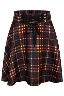 Ro Rox Minirock Cora Tartan Damen Hohe Taille Schottisches Karomuster Punk, Orange, XXL von Ro Rox