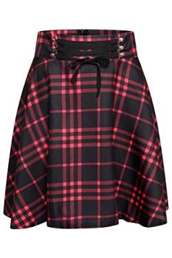 Ro Rox Minirock Cora Tartan Damen Hohe Taille Schottisches Karomuster Punk, rot, 3XL von Ro Rox