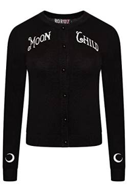 Ro Rox Moonchild Cardigan Wicca Rockabilly Stickerei gestrickt Langarm, Schwarz, 3XL von Ro Rox