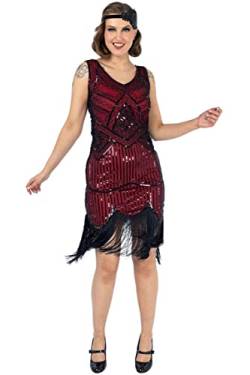 Ro Rox Norma Abendkleid Kleid Flapper Ballkleider Cocktailkleid 1920's Art Deco Great Gatsby Party Vintage Retro, Rot, S von Ro Rox