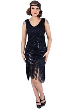 Ro Rox Norma Abendkleid Kleid Flapper Ballkleider Cocktailkleid 1920's Art Deco Great Gatsby Party Vintage Retro, Schwarz, L von Ro Rox