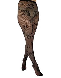 Ro Rox Pamela Mann Pentagram Strumpfhose Netzstrumpfhose Wicca Witchcraft Gotisch Strumpfwaren Grunge, Schwarz, 42-44 von Ro Rox