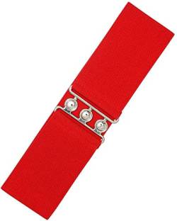 Ro Rox Retro Vintage-Stil Elastischer Weiter Gurt Gürtel - DE 44-50 - Rot (Large) von Ro Rox