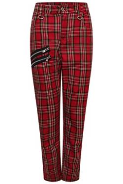 Ro Rox Tartan Hose Unisex Karierte Karohose Emo Punk Gotisch Tailliert, Rot, 32w von Ro Rox