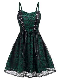 Ro Rox Totenkopfkleid Lilian Gothic Korsett Babypuppe Spitze Riemchen Sexy, Grün, S von Ro Rox