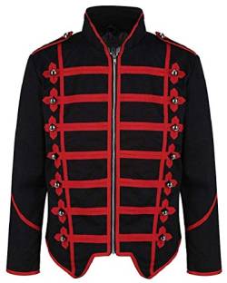 Steampunk Emo Punk Rock Goth Offizier Parade Jacke - Schwarz Rot (Herren L) von Ro Rox