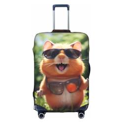 RoMuKa Hamster mit Sonnenbrille, exquisiter Schutz, hochelastischer Kofferbezug, perfekt für 45,7 - 81,3 cm große Koffer, macht das Reisen bequemer, Weiss/opulenter Garten, Large von RoMuKa