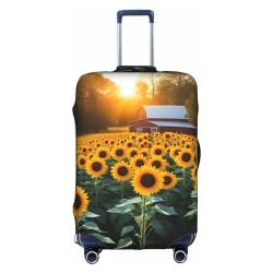 RoMuKa Sonnenblumen-Reisebegleiter, exquisiter Schutz, hochelastischer Kofferbezug, perfekt für 45,7 - 81,3 cm große Koffer, macht das Reisen bequemer, Weiss/opulenter Garten, X-Large von RoMuKa