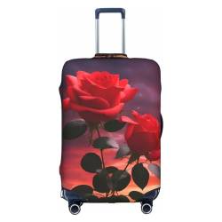 Zwei rote Rosen, exquisiter Schutz, hochelastischer Kofferbezug, perfekt für 45,7 - 81,3 cm große Koffer, macht das Reisen bequemer, Weiss/opulenter Garten, X-Large von RoMuKa