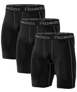 Roadbox 3er Pack Herren Kompressionsshorts, Schnelltrocknendes Baselayer Unterhose Tights Kurz Hose Laufunterwäsche 3XL 3er Pack: Schwarz, Schwarz, Schwarz von Roadbox