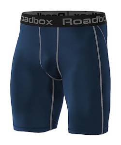 Roadbox Laufhose Herren Kurz Kompressionshose Funktionsunterwäsche Schnelltrocknendes Baselayer Unterhose Tights,Blau,2XL von Roadbox