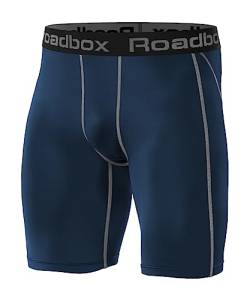 Roadbox Laufhose Herren Kurz Kompressionshose Funktionsunterwäsche Schnelltrocknendes Baselayer Unterhose Tights,Blau,L von Roadbox