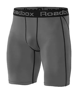 Roadbox Laufhose Herren Kurz Kompressionshose Funktionsunterwäsche Schnelltrocknendes Baselayer Unterhose Tights,Grau,XL von Roadbox