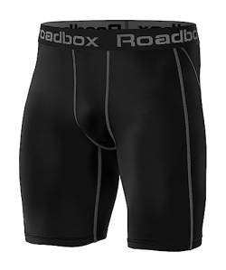 Roadbox Laufhose Herren Kurz Kompressionshose Funktionsunterwäsche Schnelltrocknendes Baselayer Unterhose Tights,Schwarz,XL von Roadbox