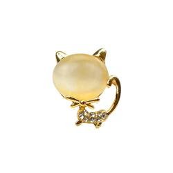 Party Brosche Hut Dekoration Pin Frauen Faux Opal Strass Dekor Kitty Form Edelstahl Exquisite Anti-rutsch Verschleißfest Mantel Kragen Schal Kleidung Golden von Roadoor