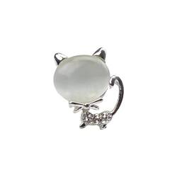 Party Brosche Hut Dekoration Pin Frauen Faux Opal Strass Dekor Kitty Form Edelstahl Exquisite Anti-rutsch Verschleißfest Mantel Kragen Schal Kleidung Silber von Roadoor