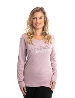 Roadsign Australia Damen Langarmshirt mit Aufdruck auf der Vorderseite und Rundhalsausschnitt, Sweater aus 100 Prozent Baumwolle Flieder | XL von Roadsign Australia