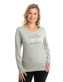 Roadsign Australia Damen Langarmshirt mit Aufdruck auf der Vorderseite und Rundhalsausschnitt, Sweater aus 100 Prozent Baumwolle Grau | S von Roadsign Australia