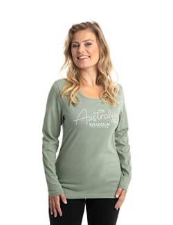 Roadsign Australia Damen Langarmshirt mit Aufdruck auf der Vorderseite und Rundhalsausschnitt, Sweater aus 100 Prozent Baumwolle Gruen | S von Roadsign Australia