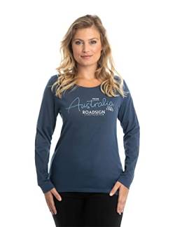 Roadsign Australia Damen Langarmshirt mit Aufdruck auf der Vorderseite und Rundhalsausschnitt, Sweater aus 100 Prozent Baumwolle Navy | L von Roadsign Australia