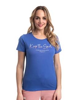 Roadsign Australia Damen T-Shirt mit Rundhalsausschnitt & Logo-Print, 100% Baumwolle Blau | 2XL von Roadsign Australia