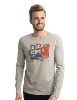 Roadsign Australia Herren Langarmshirt mit Rundhalsausschnitt, Aufdruck Duncan Creek, 100% Baumwolle Grau | 3XL von Roadsign Australia