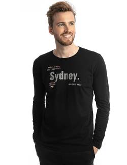 Roadsign Australia Herren Langarmshirt mit Rundhalsausschnitt, Aufdruck Sydney, 100% Baumwolle Schwarz | XL von Roadsign Australia