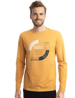 Roadsign Australia Herren Langarmshirt mit Rundhalsausschnitt & modernen Aufdruck Adelaide, 100% Baumwolle Gelb | M von Roadsign Australia