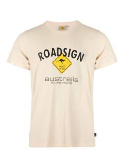 Roadsign Australia Herren T-Shirt mit Logo-Aufdruck und Rundhalsausschnitt, 100% Baumwolle Ecru | 3XL von Roadsign Australia