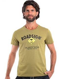 Roadsign Australia Herren T-Shirt mit Logo-Aufdruck und Rundhalsausschnitt, 100% Baumwolle Oliv | 3XL von Roadsign Australia