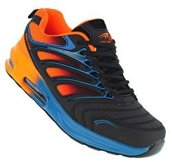 Roadstar Neon Turnschuhe Sneaker Sportschuhe Unisex Boots 095, Schuhgröße:41, Farbe:Schwarz/Orange/Blau von Roadstar