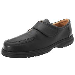 Roamers Herren Superlite Lederschuhe/Schuhe mit Klettverschluss, breite Passform (44,5 EU) (Schwarz) von Roamers