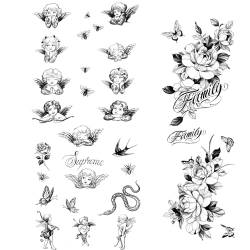 ROARHOWL sexy temporäre Tattoos für Frauen, sexy Tattoo-Kit, schön und exquisit, 3D realistische Blumen, Schmetterlinge, Bauch, Brust, Taille und Rücken wenden falsche Tattoos für Mädchen an (4) von Roarhowl