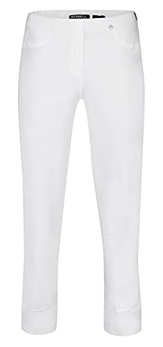 Robell Style BELLA09-7/8 Damen Jeans Straight - Jeanshose Damen high Waist - Stretch Jeans Hose mit Aufschlag und Gesäßtaschen - Bitte Zwei Größen Kleiner bestellen - Weiß, 48 von Robell