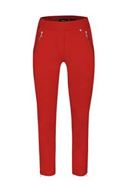 Robell Style NENA09-7/8 Stoffhose Damen high Waist - Damenhose mit Gesäßtaschen - Bengaline Stoff Hose mit Reisverschluss am Beinabschluss -Damenhose mit schmalem Bein - Rot, 40 von Robell