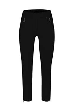 Robell Style NENA09 – Bequeme, stretchige 7/8 Damenhose, Gerade geschnittenes Bein mit Reissverschluss und Gesässtaschen Farbe Schwarz Größe 50 von Robell