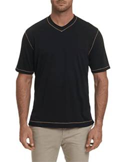 Robert Graham Herren Maxfield Kurzarm V-Ausschnitt Männer Pull-on T-Shirt, schwarz, Mittel von Robert Graham